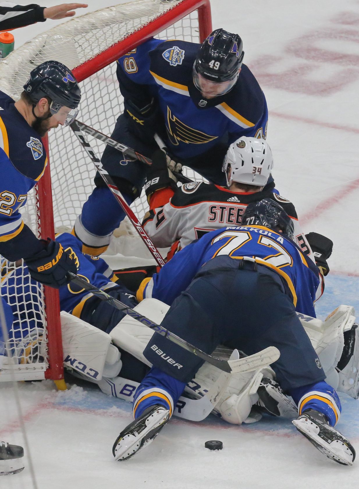 The Blues take on the Ducks at the Enterprise Center